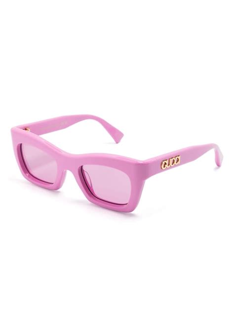 gucci swarovski sunglasses pink|Rectangular frame sunglasses in pink .